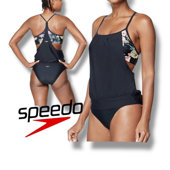 Blouson Tankini Top ONLY Speedo Floral Print Size Small - Picture 1 of 7